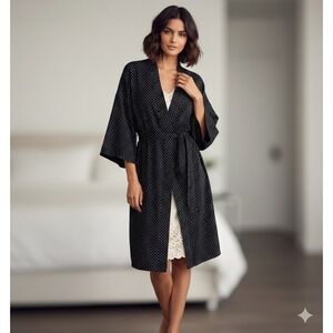 Victoria's Secret Black and White Dotted Robe